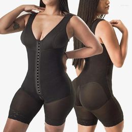 Women's Shapers High Compression Full Body Shapewear With Hook And Eye Front Closure Shaper Adjustable Bra Slimming Bodysuit Bbl Post