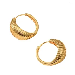 Hoop Earrings European And American Simple Vertical Copper Golden High-end Fashion Leading Ear Rings For Women Jewellery