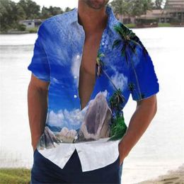 Men's Casual Shirts Oversized Floral Men Flower Male Shirt Plus Size Slim Fit Formal For Short Sleeve Hawaii Brand Fashion Clothing Trends