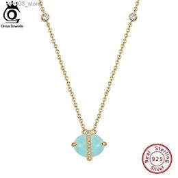 Pendant Necklaces ORSA JEWELS % Genuine Natural Aquamarine Pendant 925 Sterling Silver Necklace Gemstone Jewellery for Women and Girls GMN04 Q231026