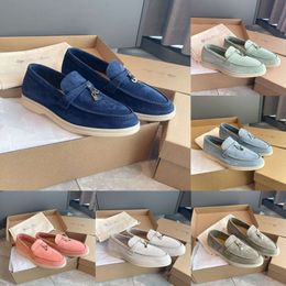 Loro Pianaa Loro Piano LP Casual Walk Charms Mens shoes Summer Shoes LP Loafers Flat Low Top Suede Cow Leather Oxfords Moccasins Comfort Rubber Sole Gentleman Walking