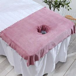 Towel 1pc Beauty Salon With Hole Bedsheet Massage Bed Treatment Soft Cover Sheet For SPA Aesthetic Solid Colour Towels Set Polyester