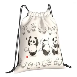 Shopping Bags Panda Food Dance Kawaii Drawstring Travel Shoe Teen Portable Rucksack Pouch