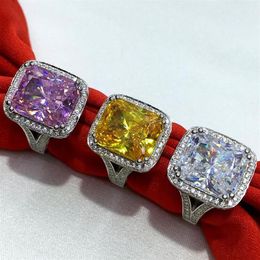 Stunning 2017 Top Sell Luxury Jewellery Princess Cut 14KT White Gold Filled 10CT Topaz Gemstones 192pcs CZ Diamond Wedding Women Ban2687