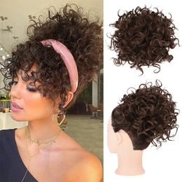 Synthetic Large Puff Messy Hair Bun Elastic Drawstring Loose Wave Curly tail Chignon for Women Daily Use 231025