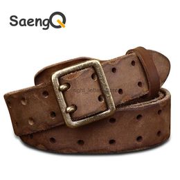 Belts Genuine Leather Belt Men Luxury Strap Male New Fashion Wild Prevent Allergies Retro Double pin buckle High Quality YQ231026