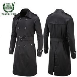 Men Blends Brand British Style Classic Trench Coat Jacket Men Fashion Male Double Breasted Long Slim Outwear Adjustable Belt 231026