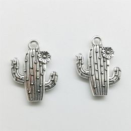 100pcs flower cactus Charms Pendants Retro Jewelry Accessories DIY Antique silver Pendant For Bracelet Earrings Keychain 20 15mm3161