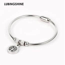 Luxury Tree of life Elastic Bracelet&Bangles Stainless Steel Rhinestone Magnetic Charms Bracelet For Women Fashion Jewelry Gift354H