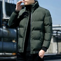 New Solid Stand Collar Male Windbreak Cotton Padded Down Jacket Warm Thick Men Parka Winter Casual Mens Outwear