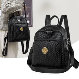 Factory outlet ladies shoulder bags 2 Colours street fashion woven handbag soft and light stitching leather leisure backpack daily with diamond fashion bag 1208#