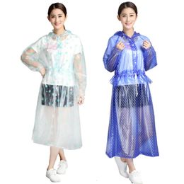 Rain Wear Ladies Sleeve Dress Transparent Adult Lightweight Hooded Raincoat Travel Hiking Pedal Electric Vehicle Waterproof Gear 231025