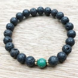 SN1004 Mala Beads Yoga Bracelet Men Lava Malachite Bracelet Earthy and Nature Courage Well Being Jewelry Whole286M