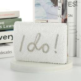 Evening Bags Wedding White Clutch I Do Letter Evening Bags For Women Bridal Clutches Bag Rhinetsone Pearl Beading Wedding Party Handbag Trend 231026