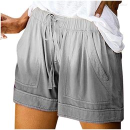 Active Shorts Summer Comfy Women Solid Elastic Pocketed Drawstring Short Pants Sport Casual Homewear Pantalones Cortos De Mujer