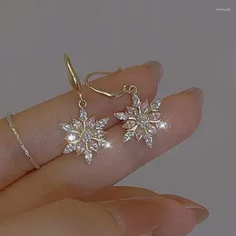 Dangle Earrings Snow Rhinestone Shiny Fashion Crystal Women's Hanging Sliver 2023 Wedding Jewelry Ring Y2k