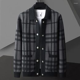 Men's Sweaters Luxury Spring And Autumn High Quality Business Casual Fashion Pocket Striped Designer Cardigan Sweater Jacket Tops M-4XL