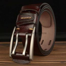 Belts High Quality Mens Two Pin Design Alloy Buckle Split Leather Belt Fashion Cow Jeans Casual Pants Accessories Must; YQ231026