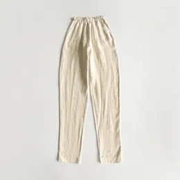 Women's Pants 2023 Niche Women Dry Texture Silk And Linen Lantern Trousers With Elastic Waist Simple Tapered
