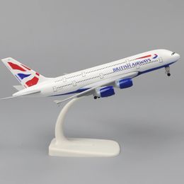 Aircraft Modle Metal Aircraft Airliner Model 20cm 1 400 British Airways A380 Metal Replica Alloy Material Aviation Simulation Toys Boy Gift 231026
