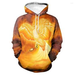 Men's Hoodies 2023 Phoenix Bird Men Women Casual 3D Print Oversized Long Sleeve Sweatshirts Cool Streetwear Pullover Autumn Coat