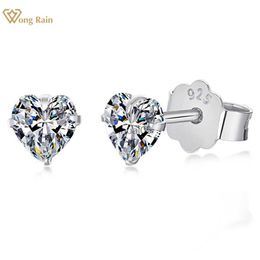 Stud Wong Rain 18K Gold Plated 925 Sterling Silver Heart Cut 3MM 4MM 5MM Zircon Gemstone Ear Studs Earrings Party Jewellery Wholesale YQ231026