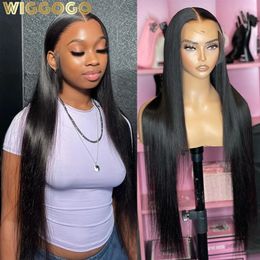 Cosplay s gogo 250 Density Straight Lace Front Human Hair 30 40 Inch Hd 13X6 13X4 Frontal 231025