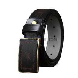 Belts Pure Cowhide 3.8cm Wide Thick Retro Genuine Leather Belt For Men Copper Smooth Buckle Luxury Design Business Male Waistband YQ231026