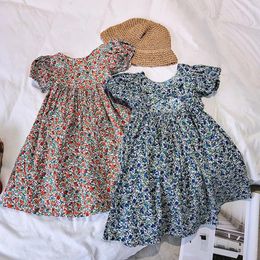 Girl Dresses BINIDUCKLING Summer Kids Girls Dress Flower Printed Short Sleeve Princess Fashion Toddler Children Clothes