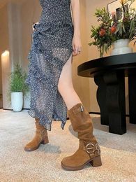 Giant Slim Style Long Boots for Women's Summer Thin Western Denim Boots Versatile Spicy Girls Stacked Boots 231026