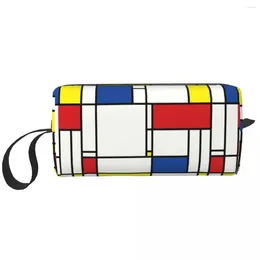 Cosmetic Bags Cute Piet Mondrian Minimalist De Stijl Travel Toiletry Bag Women Modern Art Makeup Organiser Beauty Storage Dopp Kit