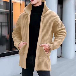 Men's Sweaters Autumn Winter Men Striped Cardigan Fashion Warm Turtleneck Knitted Sweater Casual Solid Colour Long Sleeve Thickend Jackets