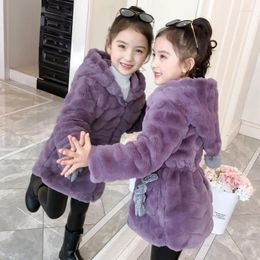 Jackets 2023 Winter Warm Girls Long Jacket Fashion Hooded Teen Girl Parka Coat Snowsuit Children Outerwear Clothing 2 6 8 10 12 13Y