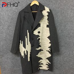 Men Blends PFHQ Autumn Cotton Rope Decoration Heavy Industry Fashion Trench Coat Handsome Warm Original Windbreaker 21Z1043 231026