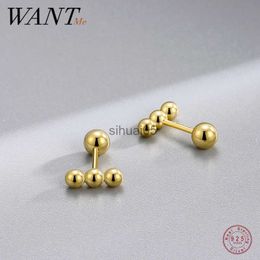 Stud WANTME 925 Sterling Silver Simple Chic Beads Ear Bone Piercing Earrings for Women Baby Classic Charms Jewellery Accessories YQ231026