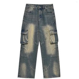 Men's Jeans LACIBLE Curved Patchwork 2023 Multiple Pockets Long Spring Autumn Outdoor Casual Pants Men Women Loose