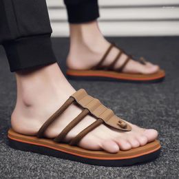 Slippers Summer Flip Flops Beach For Men Fashion Mens Shoes Flat Male Slipper Non-slip Outdoor Solid Colour 2023 Chanclas Hombre