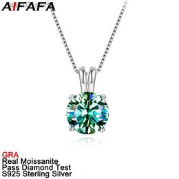 Pendant Necklaces AIFAFA 3 Green Real Moissanite Necklace S925 Sterling Silver Neck Fine Jewellery Pass Diamond Test with Certificate Q231026