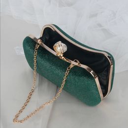 Evening Bags Luxury Design Women Evening Bags Green Clutch Purse Shoulder Two Chains Wedding Party Female Handbags Vintage Crossbody Bag 231026