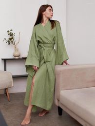 Women's Sleepwear Marthaqiqi Casual Winter Female Long Sleeve Robe Sexy V-Neck Bathrobe Lace Up Nightgowns Green Home Clothes For Women