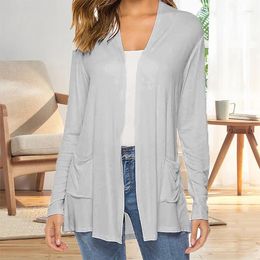 Women's Blouses Elegant Sunscreen Air Conditioning Shirt Blouse Summer Long Sleeved Thin Shawl Jacket Cardigan With Pockets Blusa Mujer