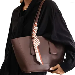 Evening Bags 2023 Leather Woman Handbag Basket Large Capacity Shoulder Casual Tote Elegant Lady Daily Purses Black Bag