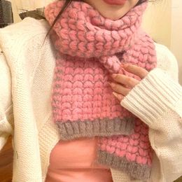 Scarves Korean Imitation Cashmere Scarf Lovers Crochet Knitted Wool Soft Faux Fur Heart Bandana Winter Thicken Warm Shawl Wraps