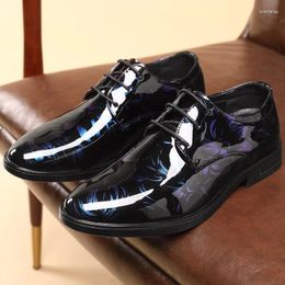 Sapatos de vestido est italiano oxford para homens luxo patente couro casamento apontou toe clássico derbies plus size 38-47