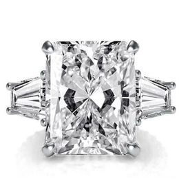 2021 Top Sell Sparkling Wedding Rings Luxury Jewellery 925 Sterling Silver Princess Cut White Topaz CZ Diamond Gemstones Eternity Pa238d