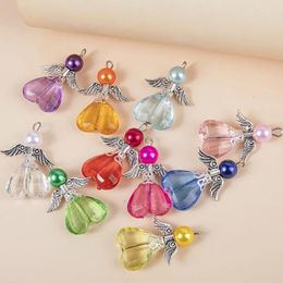 Charms 10pcs/pack Colourful Wing Pearl Round Clay Flower Pattern Pendant DIY Dangle Pendants Bracelet Jewellery Gfits