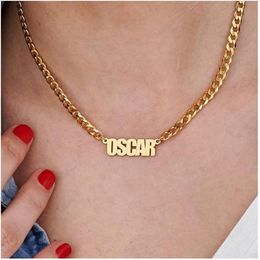 Personalised Custom Old English Name Necklaces For Women Men Curb Chians Hip Hop Jewellery Stainless Steel Letter Long Necklaces312S