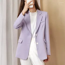 Women's Suits Purple Suit Jacket For Women 2023 Spring And Autumn Temperament Korean Style Loose Casual Light-Colored Business Wear Small