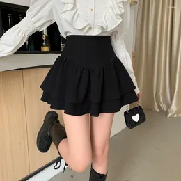 Skirts Summer Mini Women Lovely Korean Fashion Style Solid Basic Femme Cute Schoolgirl Simple Faldas Ball Gown All-match Empire