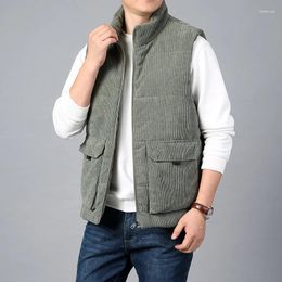 Men's Vests Fashion Vest Winter Men Warm Thicken Sleeveless Jackets Korean Waistcoat Corduroy Male Autumn Cotton Padding Coats Outerwear 6XL